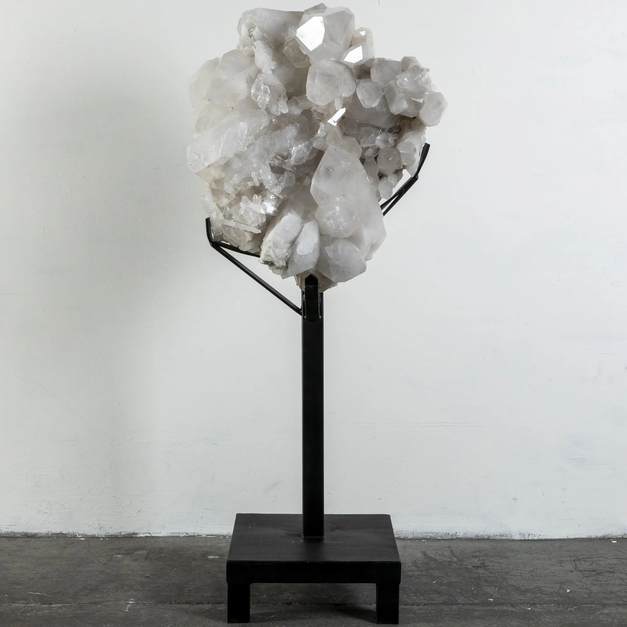Natural Brazilian Quartz Cluster on Custom Stand - 55” / 214 lbs