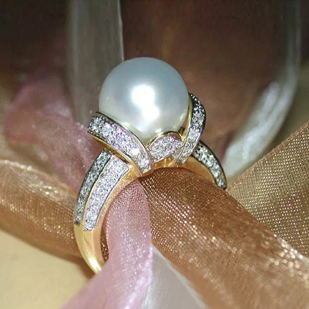 Natural Freshwater Pearl Ring for Women Statement Jewelry