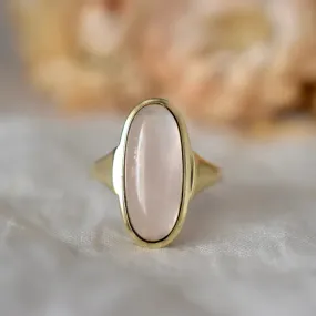 Natural Oval Cut Elongated Rose Quartz Cocktail Vintage Rings - 14k Gold Vermeil Rings