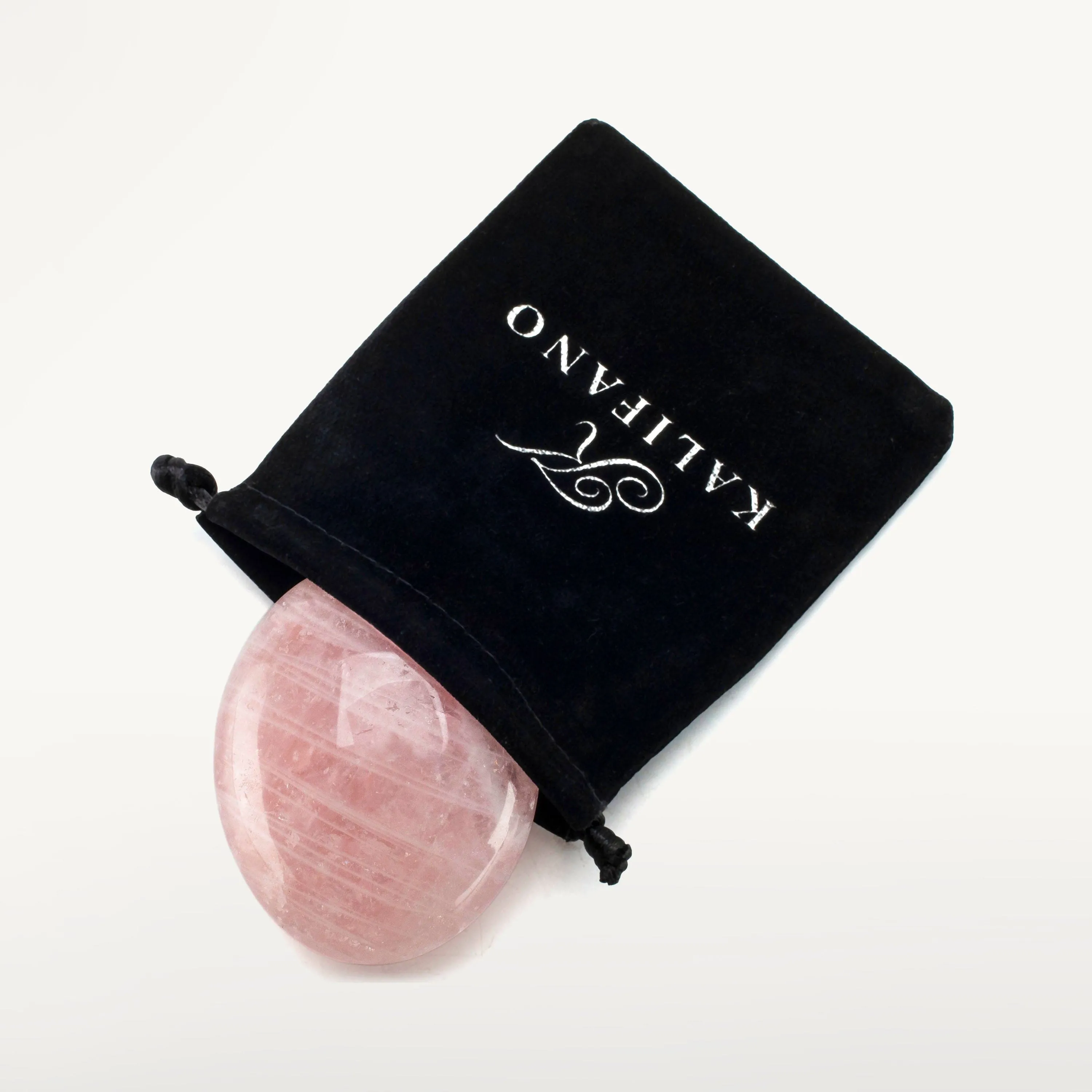 Natural Rose Quartz Palm Stone Carving from Madagascar -3"