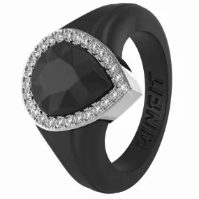 New! Pear Silicone Ring with Metal Frame and Stones
