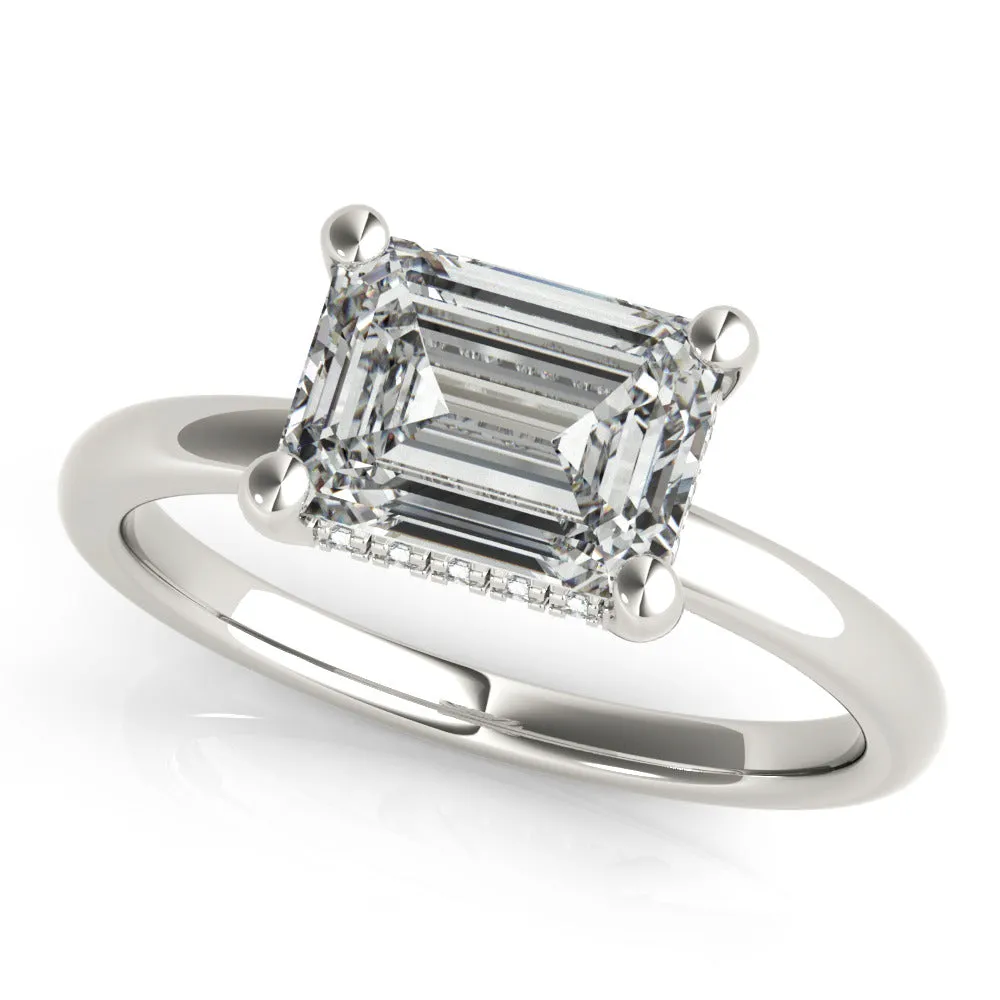Noelle East West Emerald Diamond Engagement Ring Setting