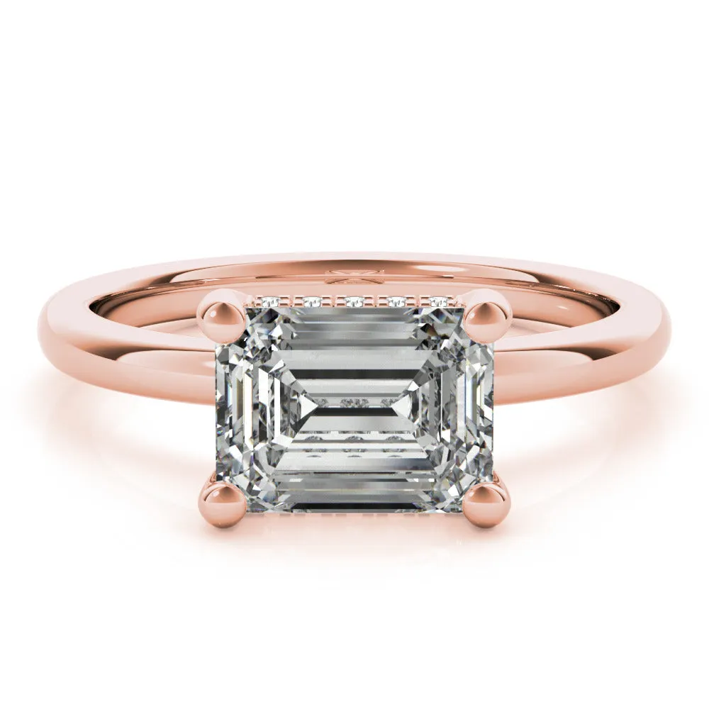 Noelle East West Emerald Diamond Engagement Ring Setting