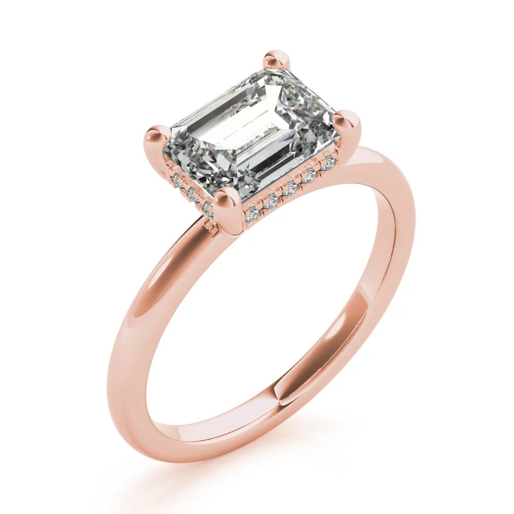 Noelle East West Emerald Diamond Engagement Ring Setting