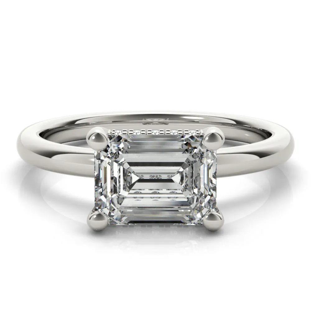 Noelle East West Emerald Diamond Engagement Ring Setting