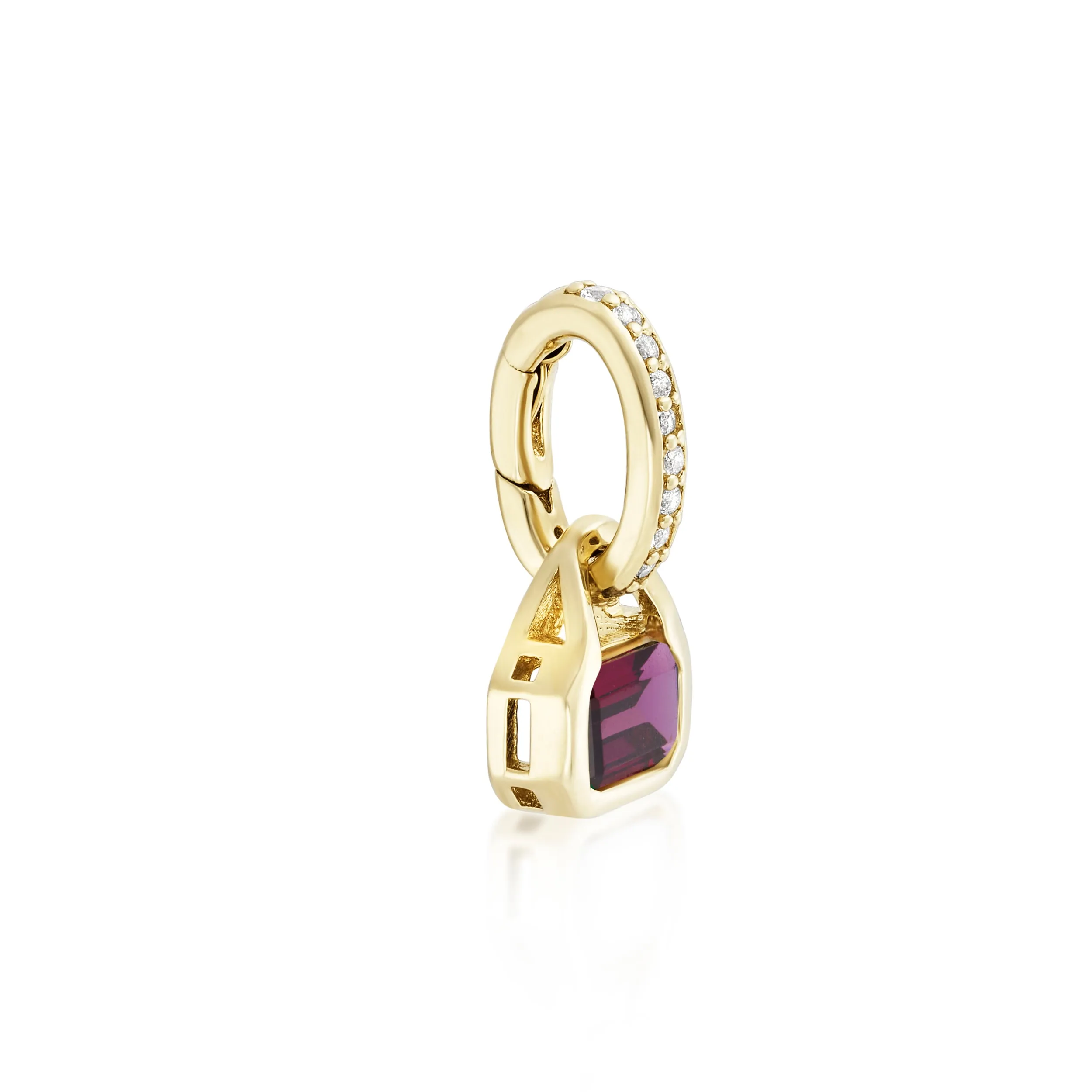 October: Rhodolite Charm on Carrier Chain