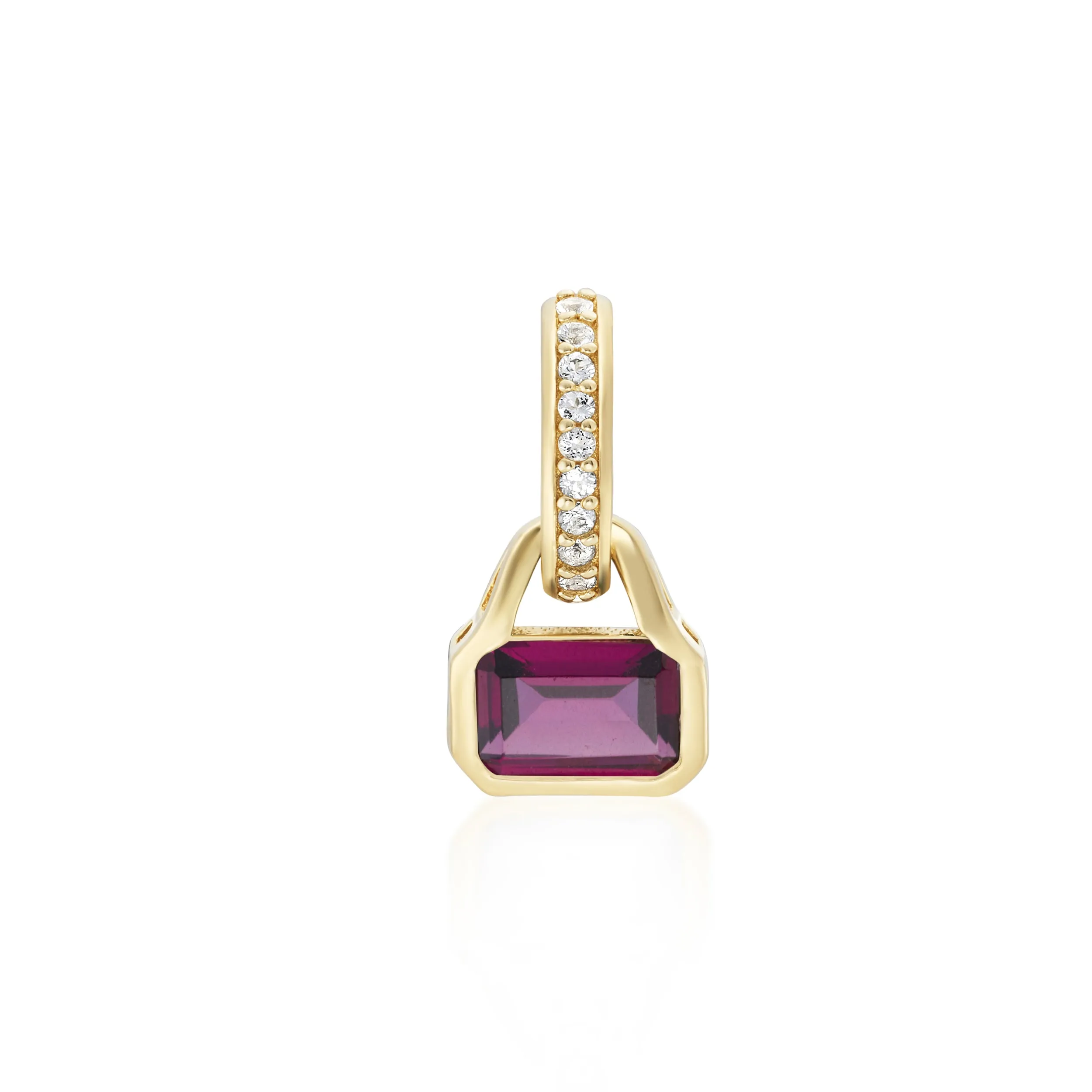 October: Rhodolite Charm on Carrier Chain