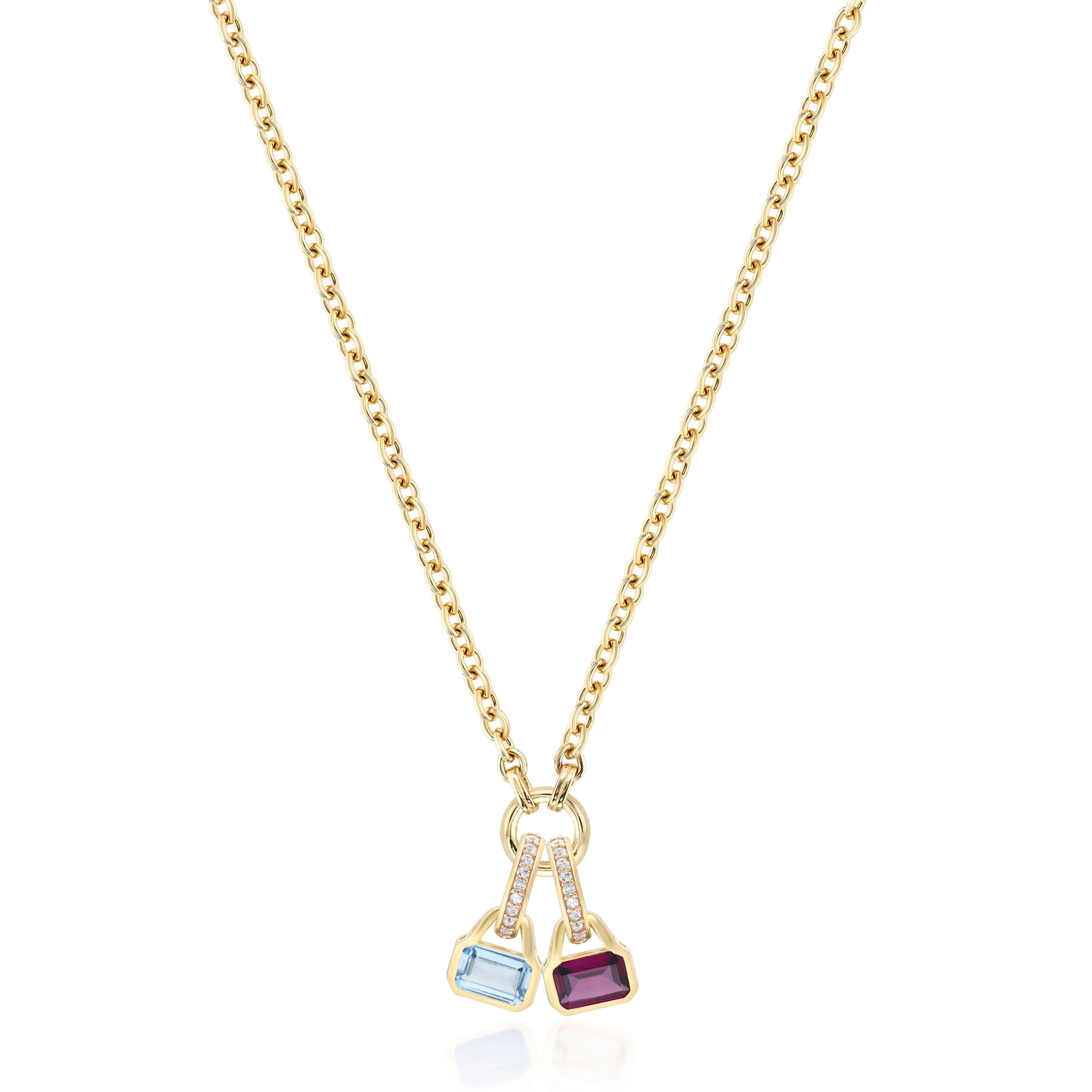October: Rhodolite Charm on Carrier Chain