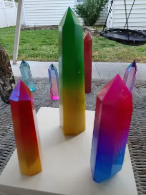 Opaque Aura Bi-color Quartz Towers
