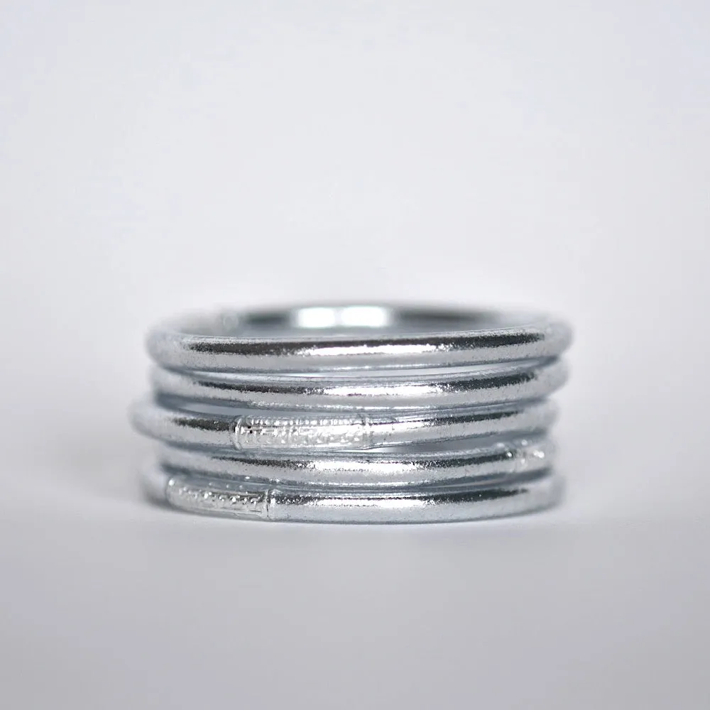 Original Gold Leaf Temple Bangle with Mantra | Classic SILVER