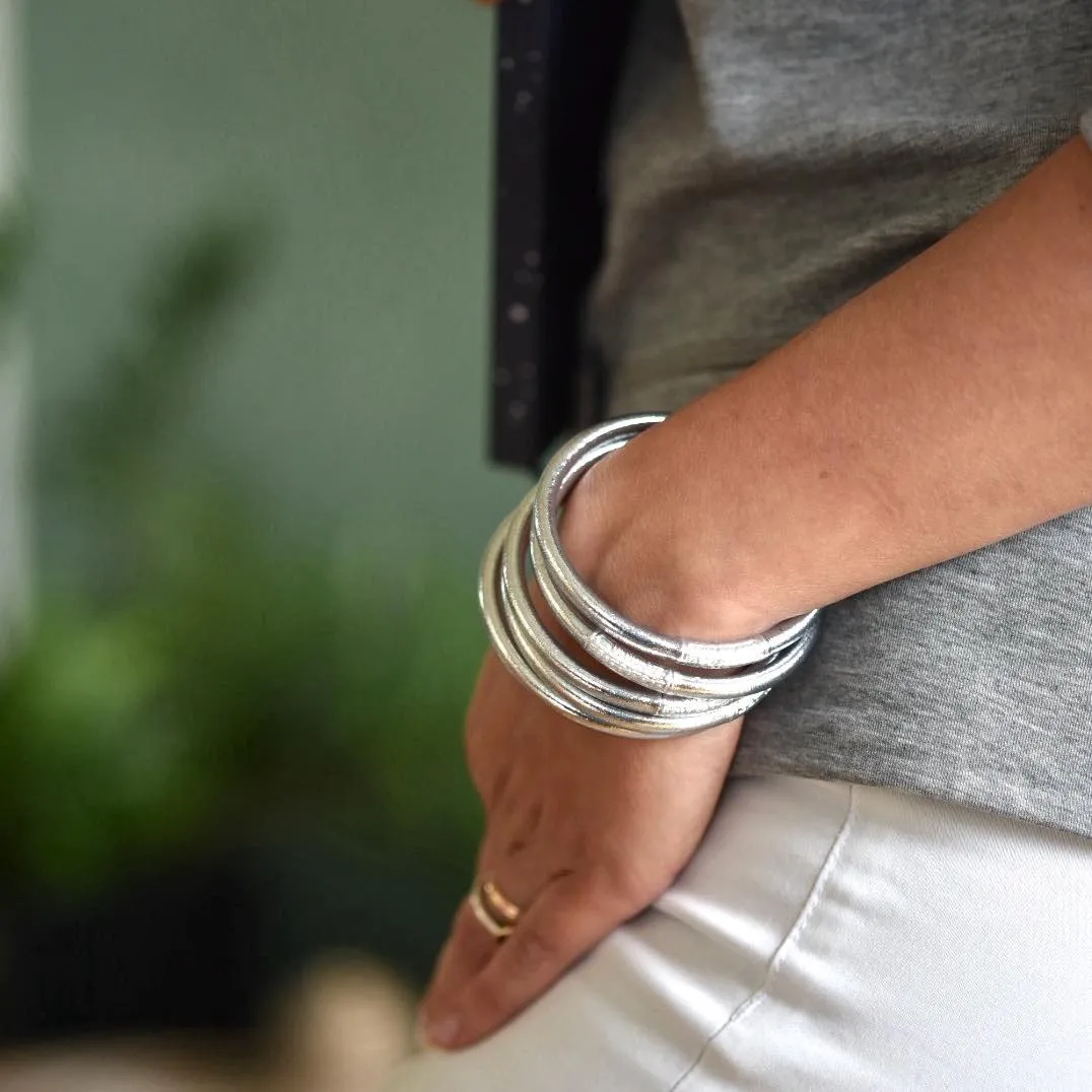 Original Gold Leaf Temple Bangle with Mantra | Classic SILVER