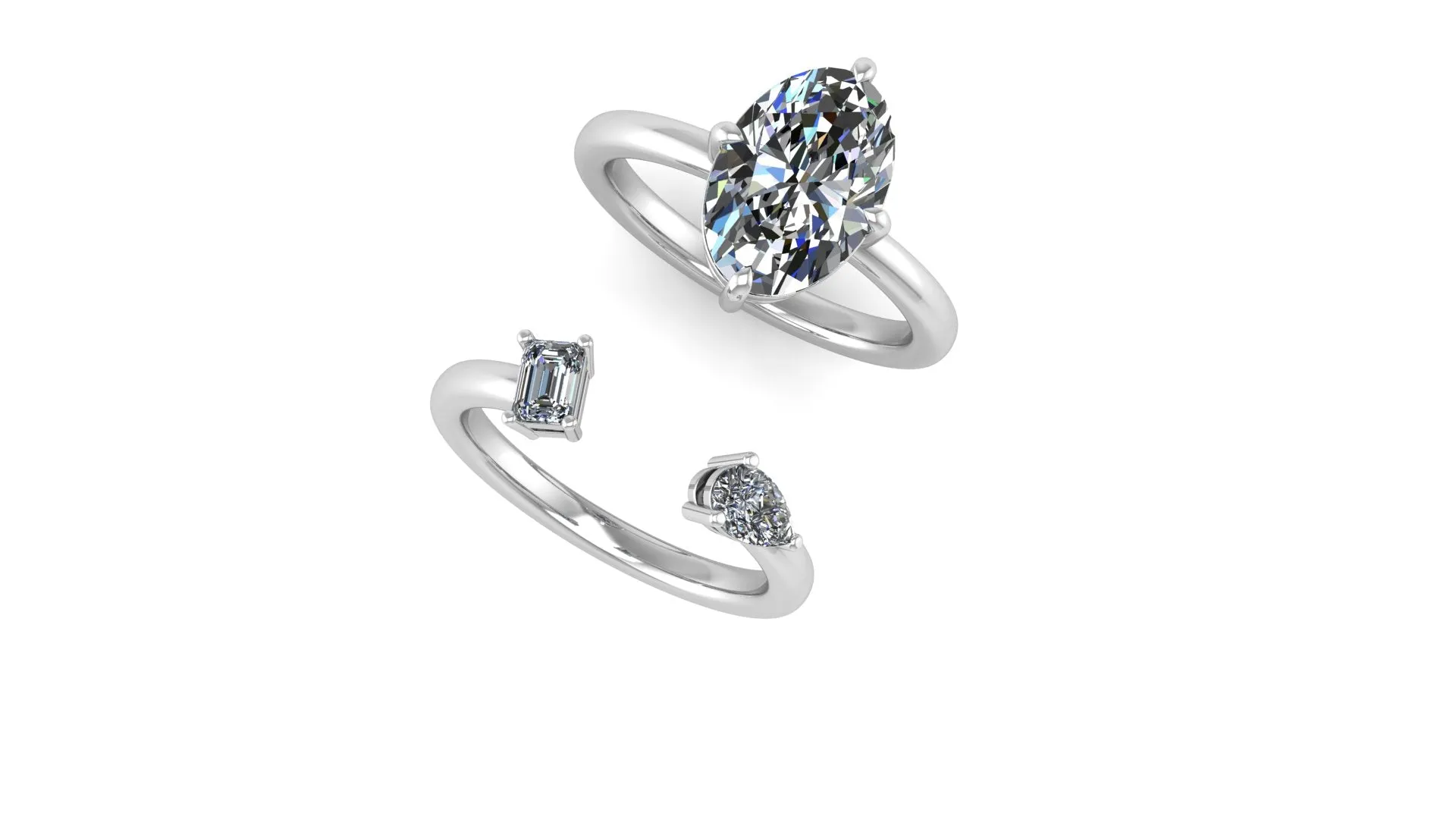 Oval  Brilliant Combo Ring Set