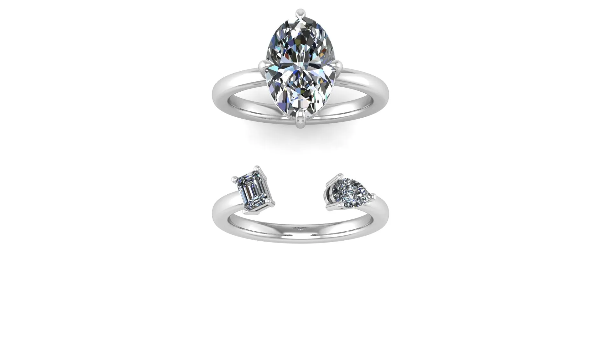 Oval  Brilliant Combo Ring Set