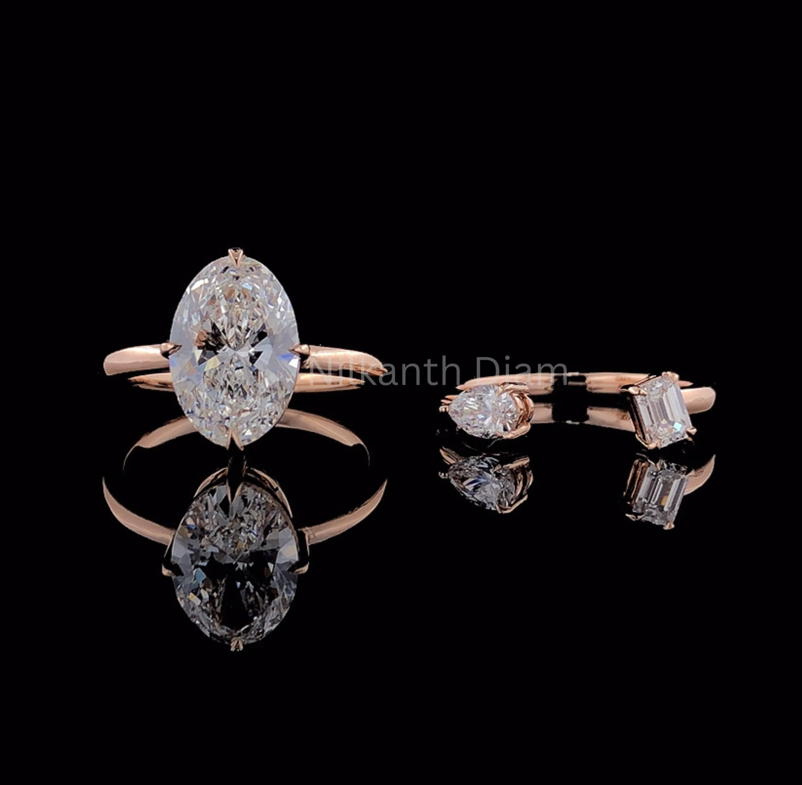 Oval  Brilliant Combo Ring Set