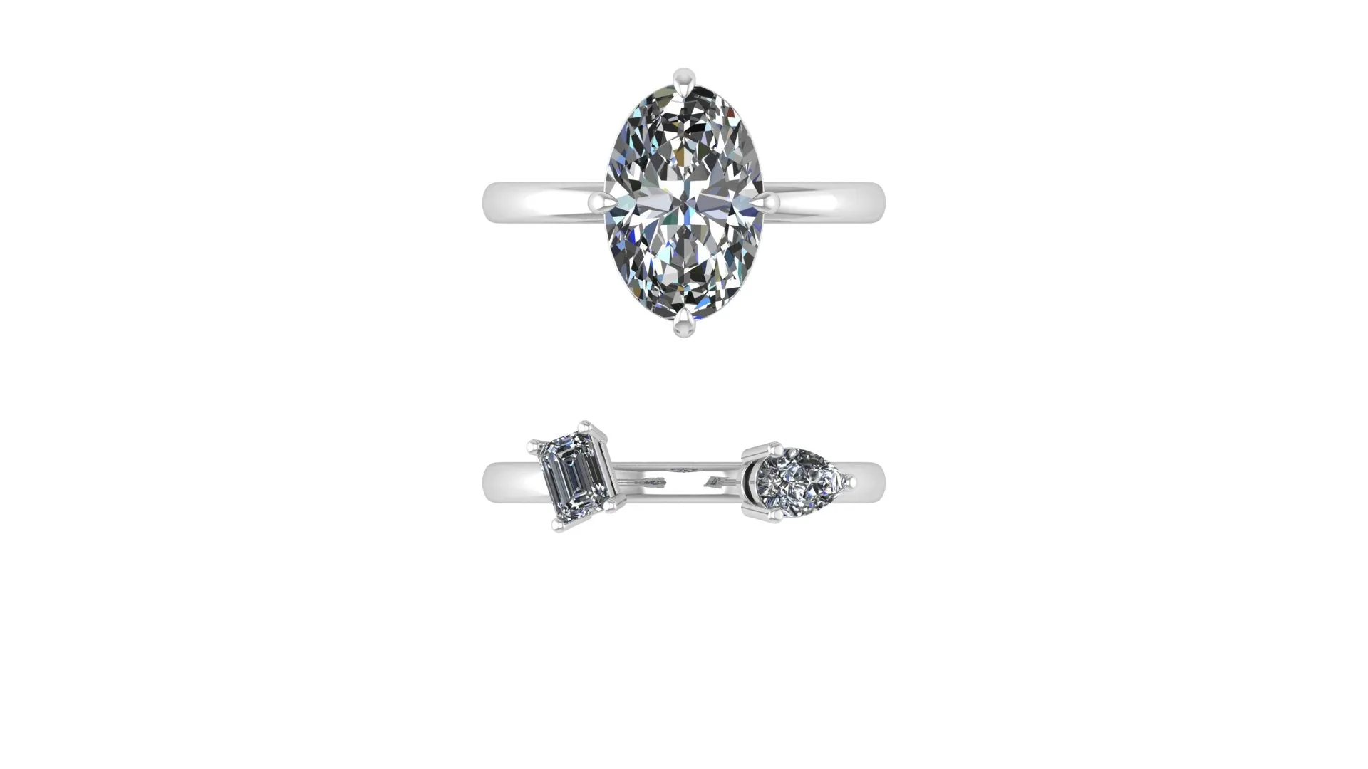 Oval  Brilliant Combo Ring Set