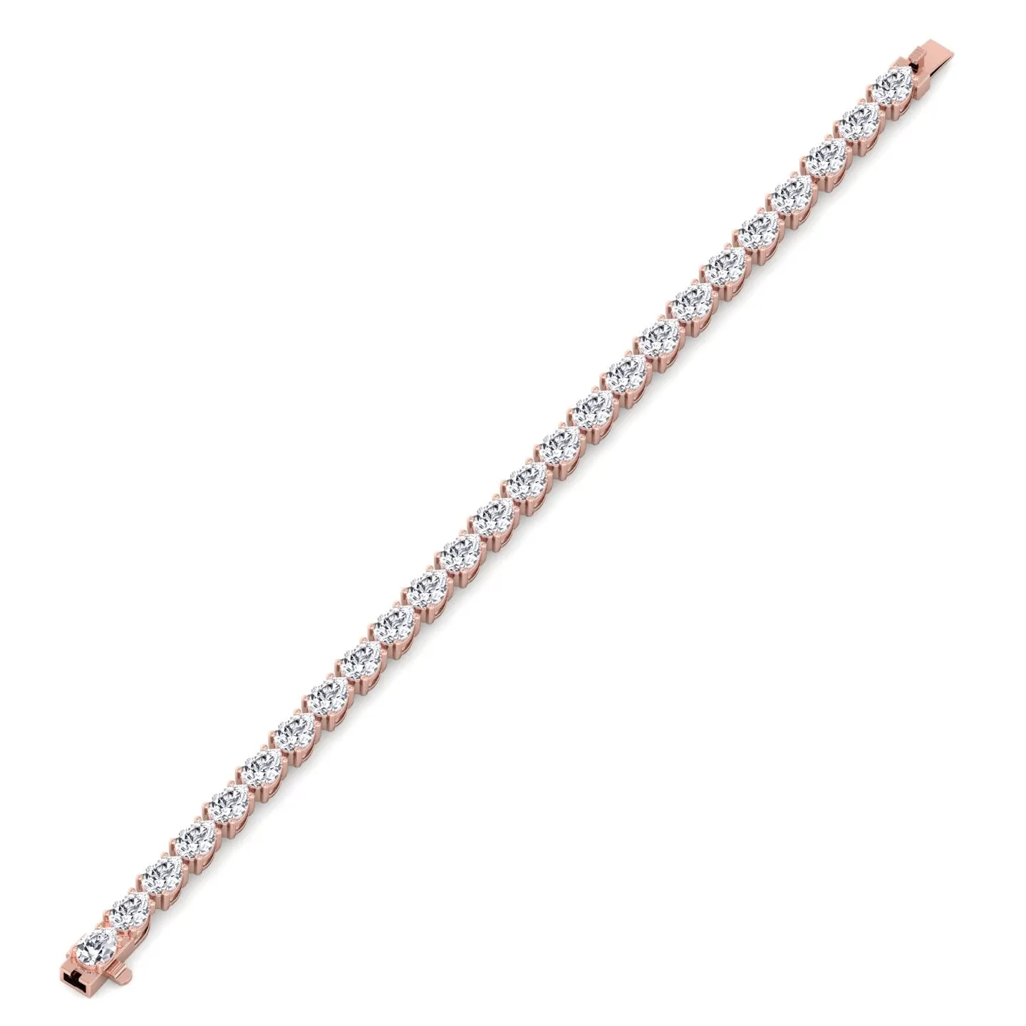 Pear Shape East To West Natural Diamond Tennis Bracelet 18K Solid Gold