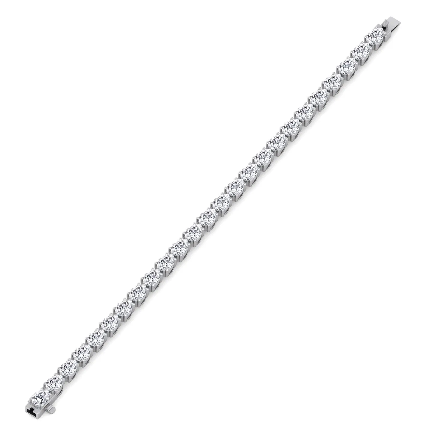 Pear Shape East To West Natural Diamond Tennis Bracelet 18K Solid Gold