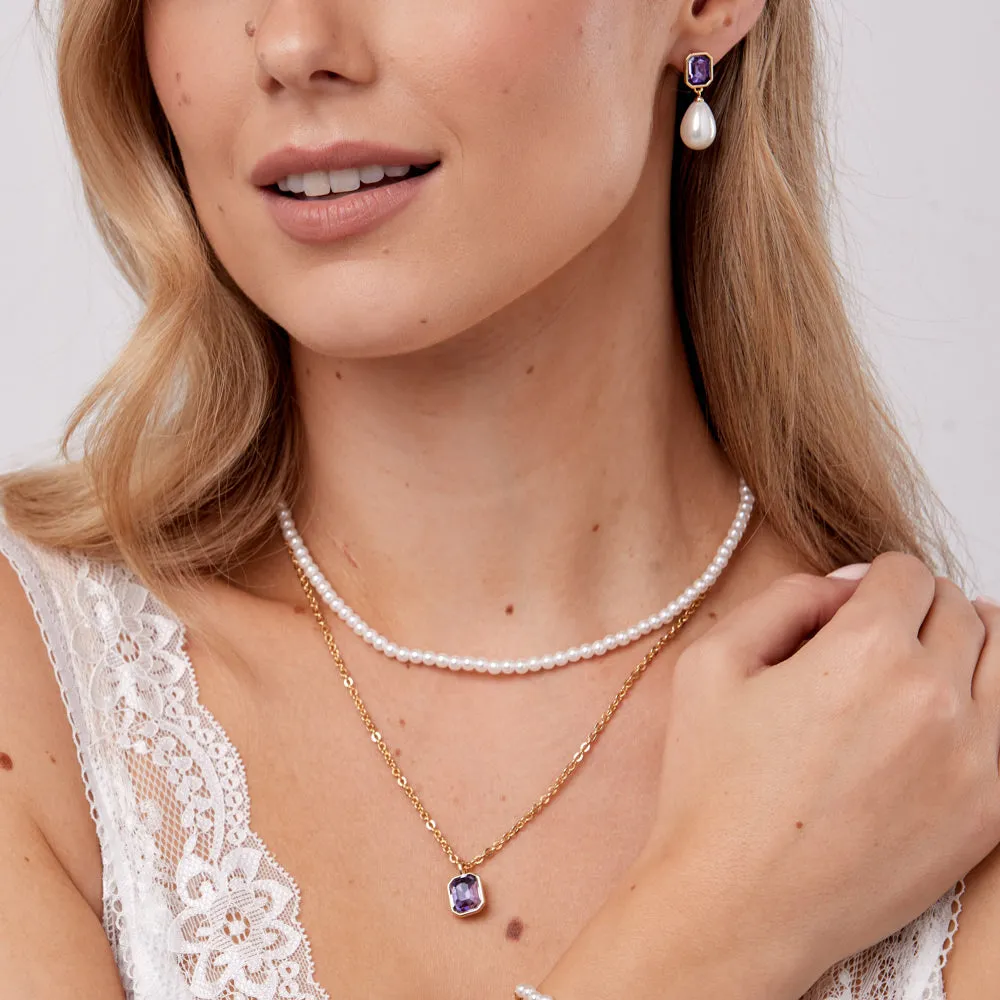 Pearl & Amethyst Earrings