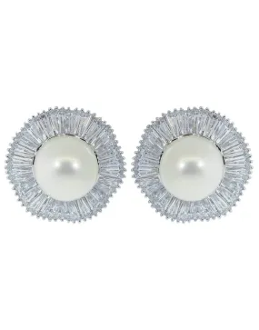 Pearl Center Stud Earrings