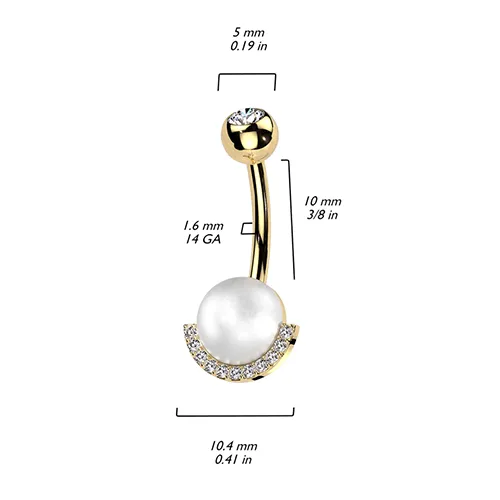 Perla Pearl Belly Button Rings with Rose Gold Plating