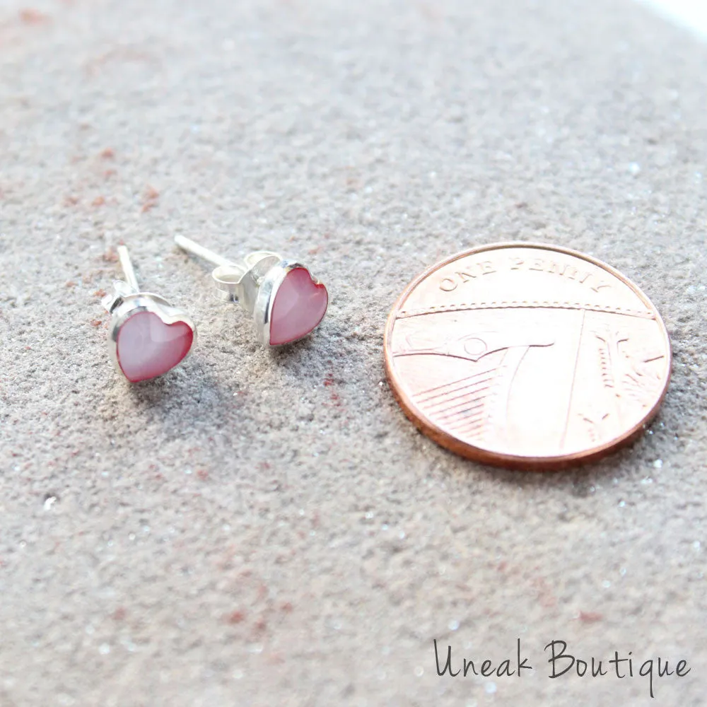 Pink Mother of Pearl Stud Earrings