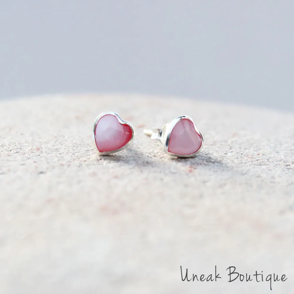 Pink Mother of Pearl Stud Earrings