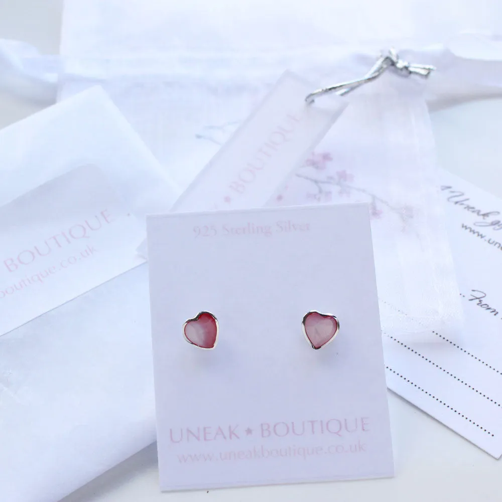 Pink Mother of Pearl Stud Earrings