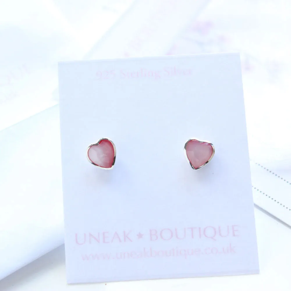 Pink Mother of Pearl Stud Earrings