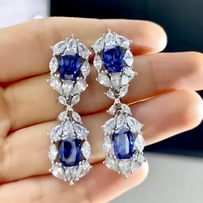 "Lillia" - Blue Cubic Zirconia Bridal Earrings