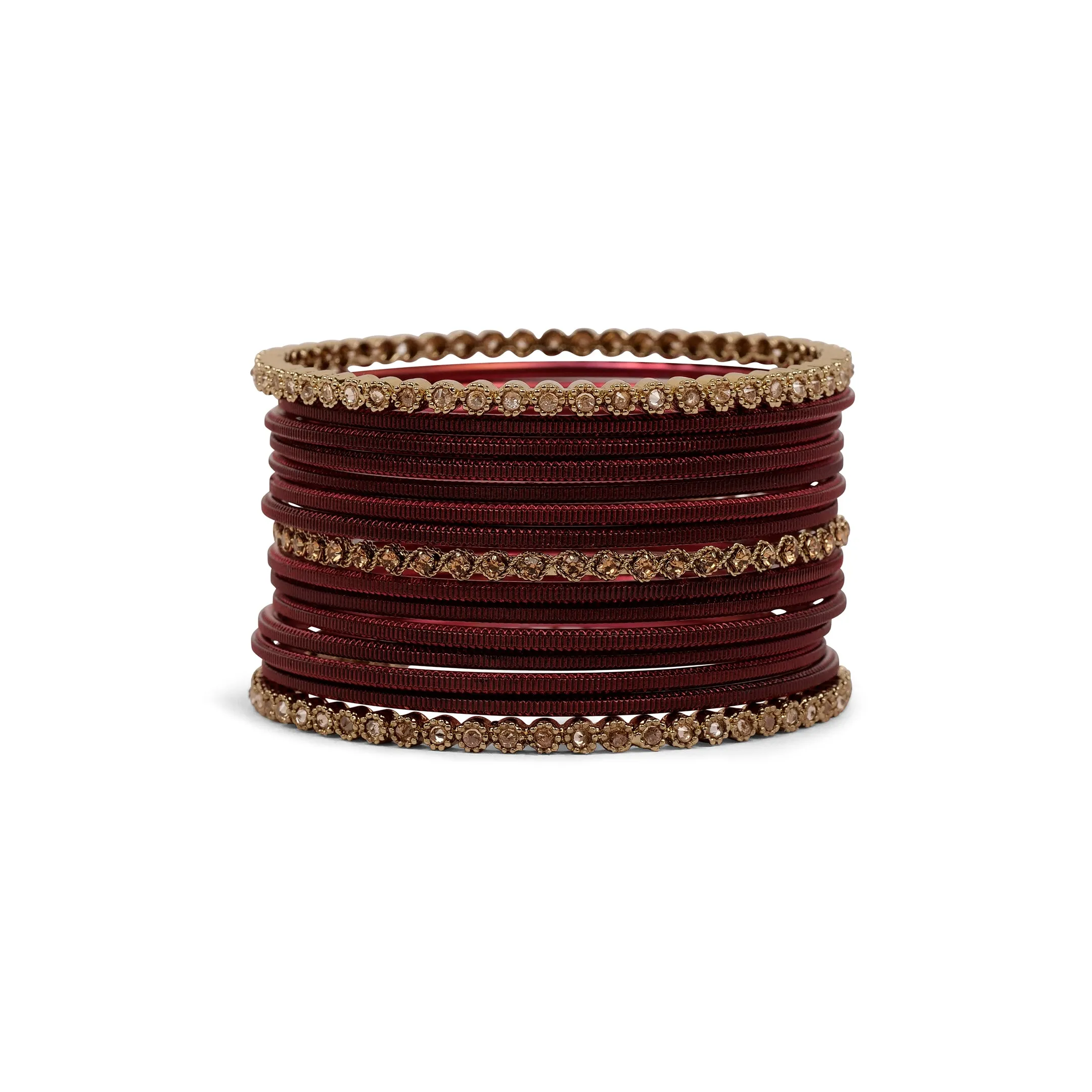 Radiant Bangle Set in Maroon