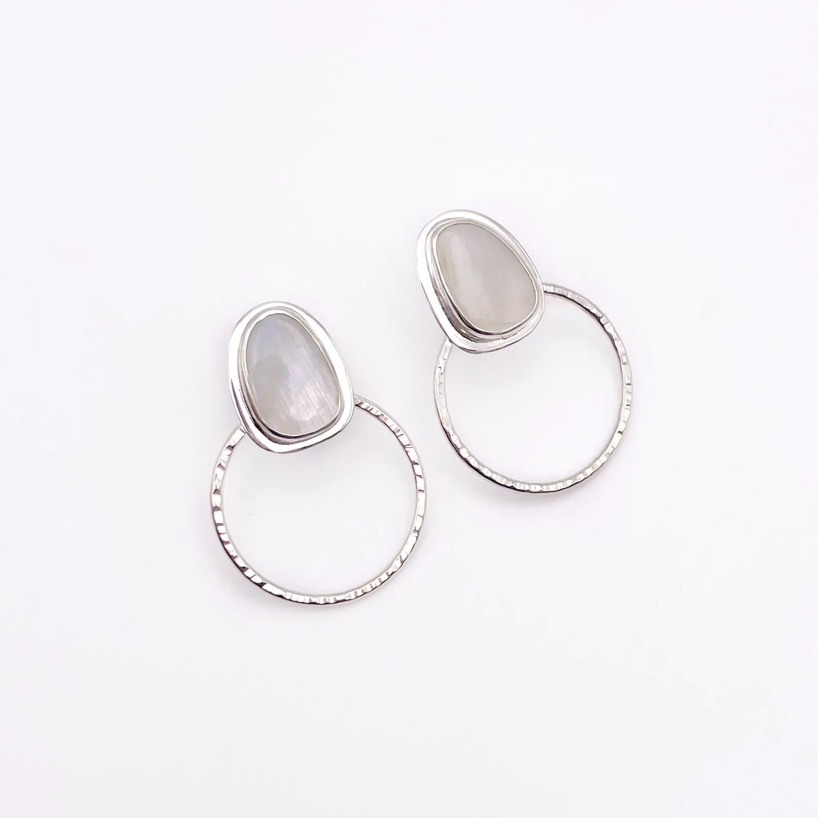 Rainbow Moonstone Hoop Stud