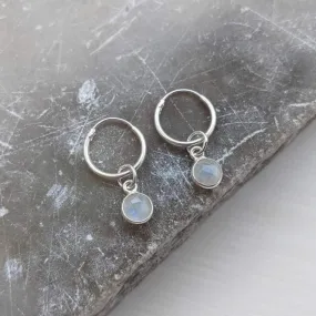 Rainbow Moonstone Micro Hoop Earrings
