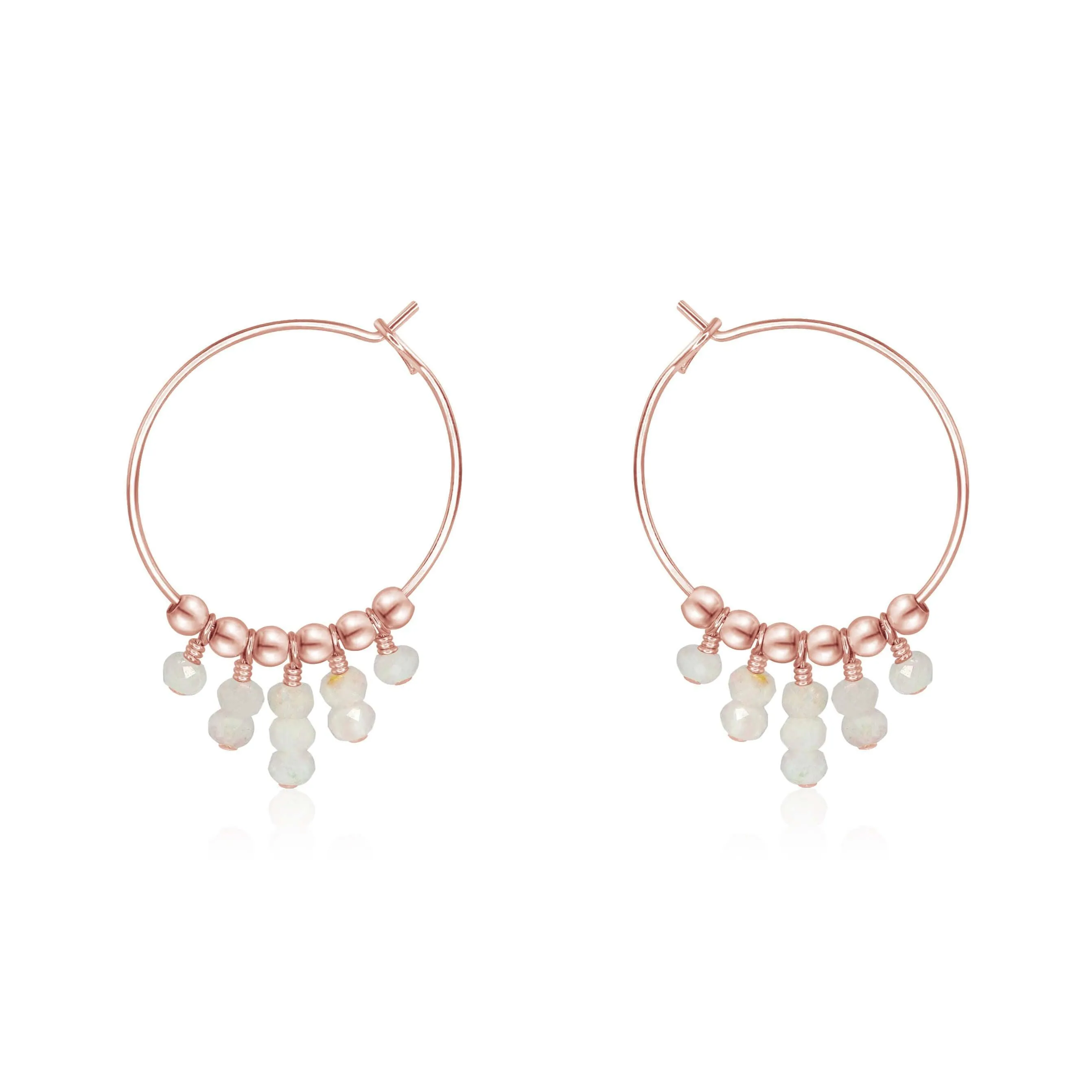 Rainbow Moonstone Statement Hoop Earrings