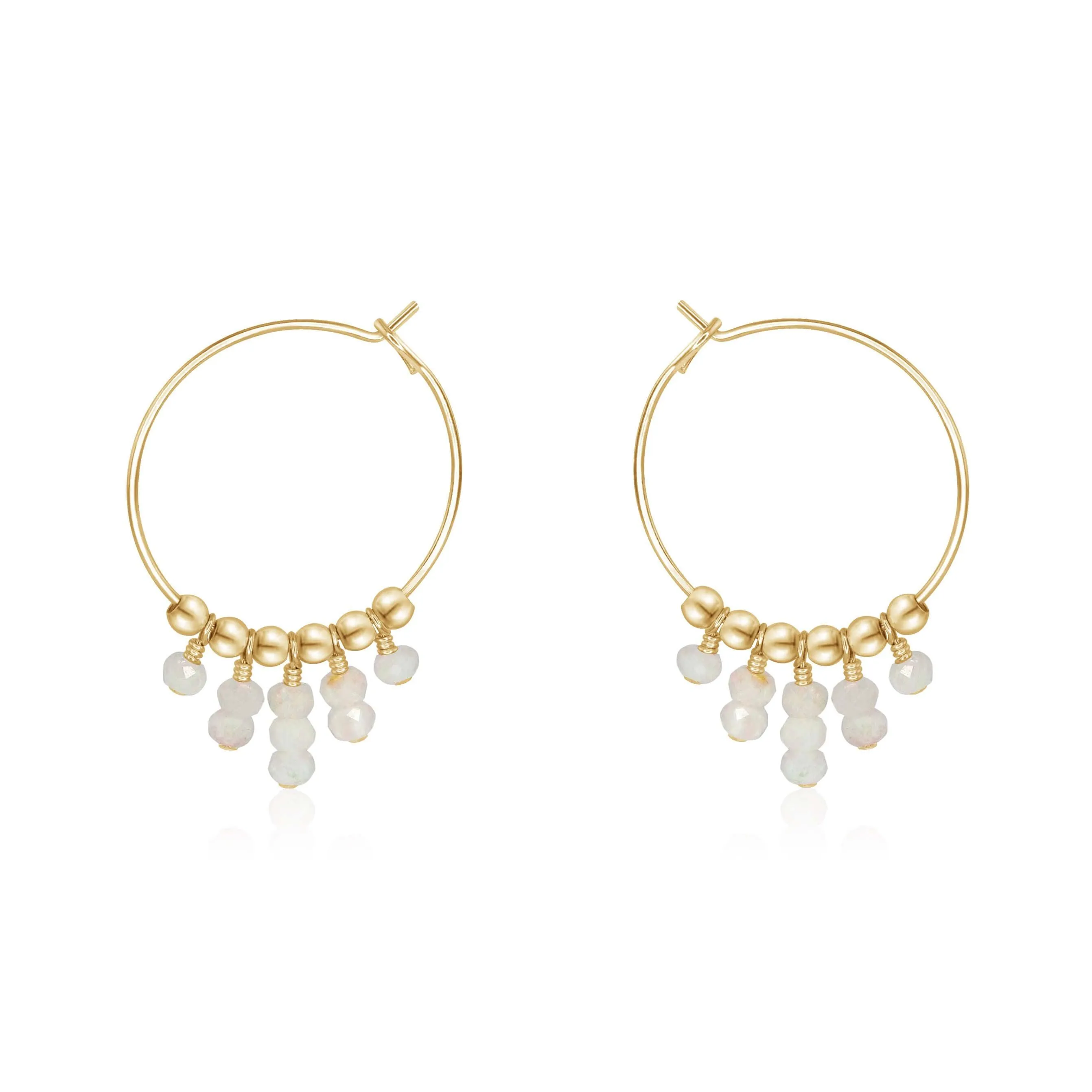 Rainbow Moonstone Statement Hoop Earrings