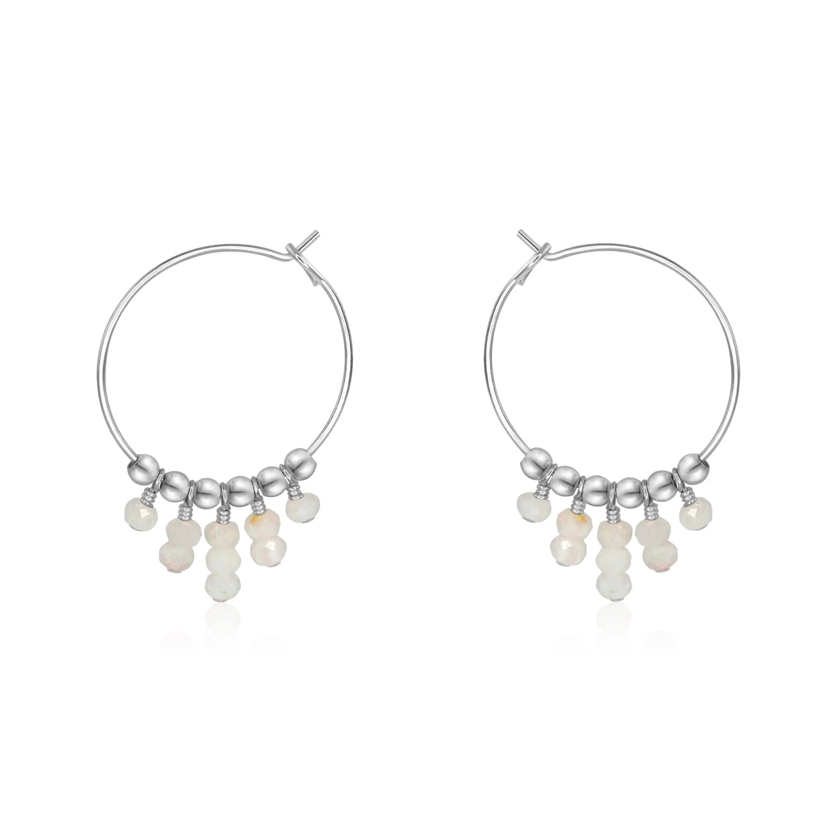 Rainbow Moonstone Statement Hoop Earrings