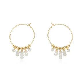 Rainbow Moonstone Statement Hoop Earrings