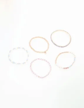 Rose Gold Beaded Bracelets 5-Pack