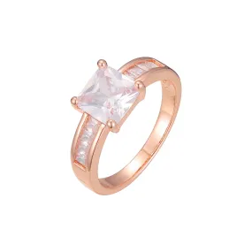 Rose Gold solitaire emerald cut rings