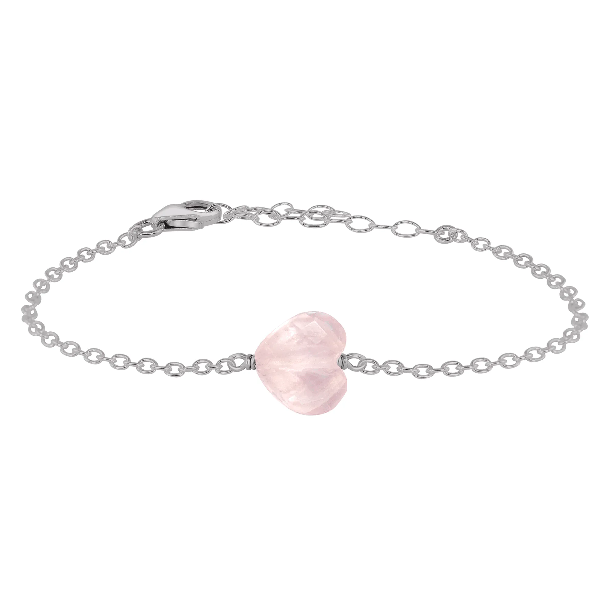 Rose Quartz Crystal Heart Bracelet