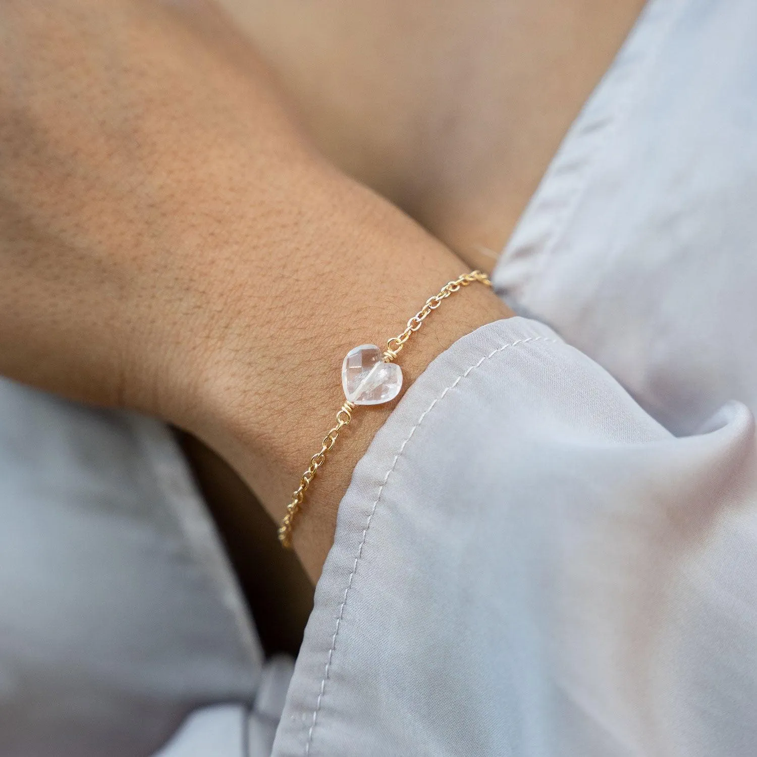 Rose Quartz Crystal Heart Bracelet