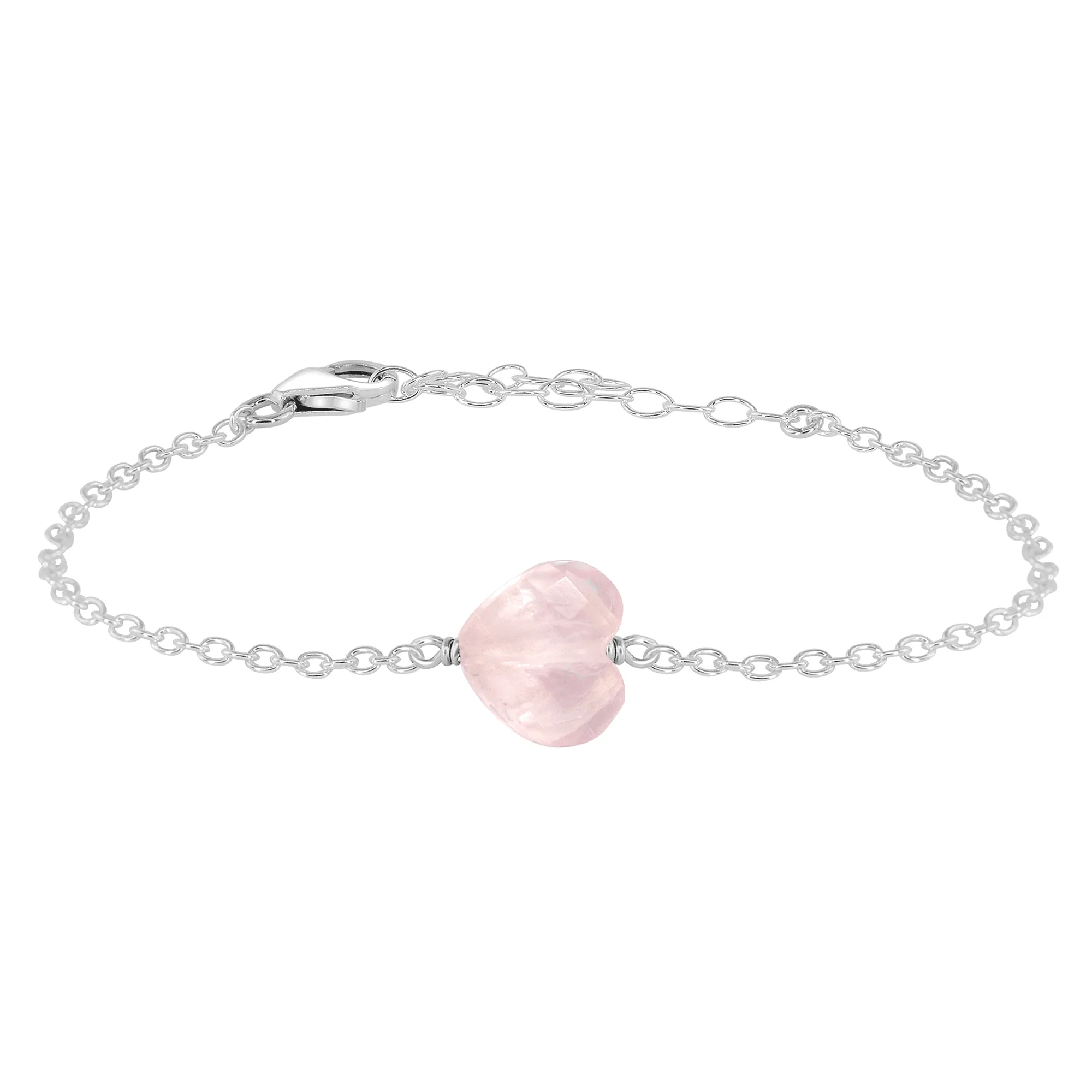 Rose Quartz Crystal Heart Bracelet