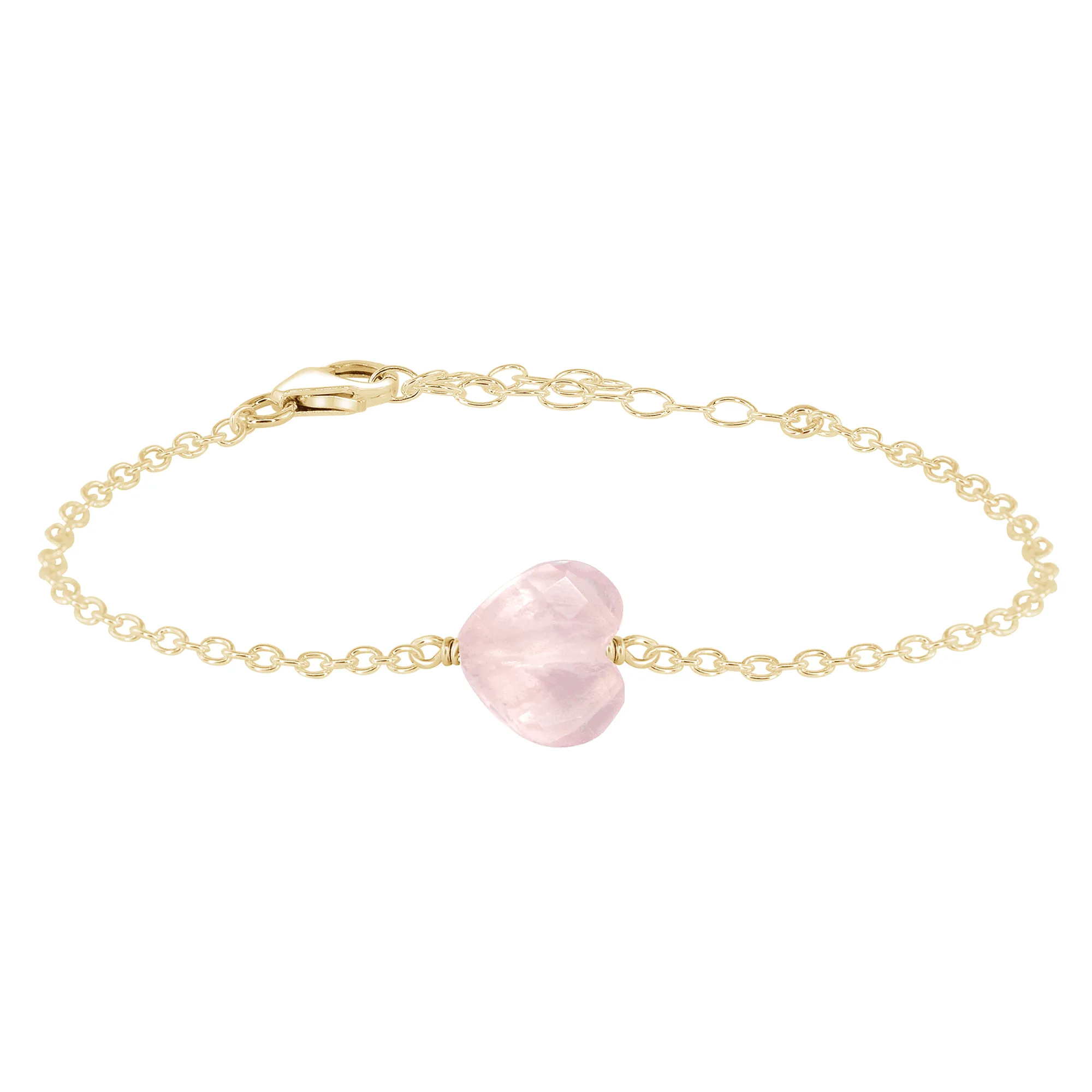 Rose Quartz Crystal Heart Bracelet