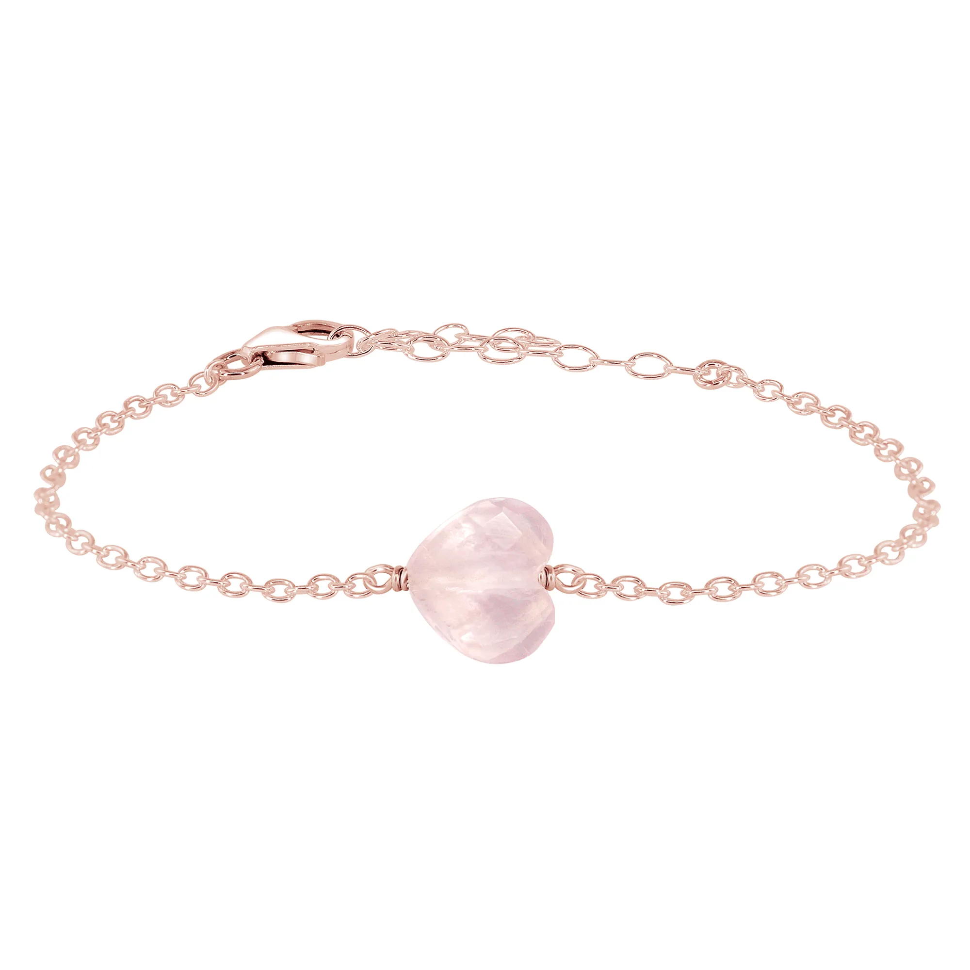 Rose Quartz Crystal Heart Bracelet