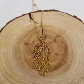 Round Stone Bead Interchangeable Macramé Cage Necklaces (gold)
