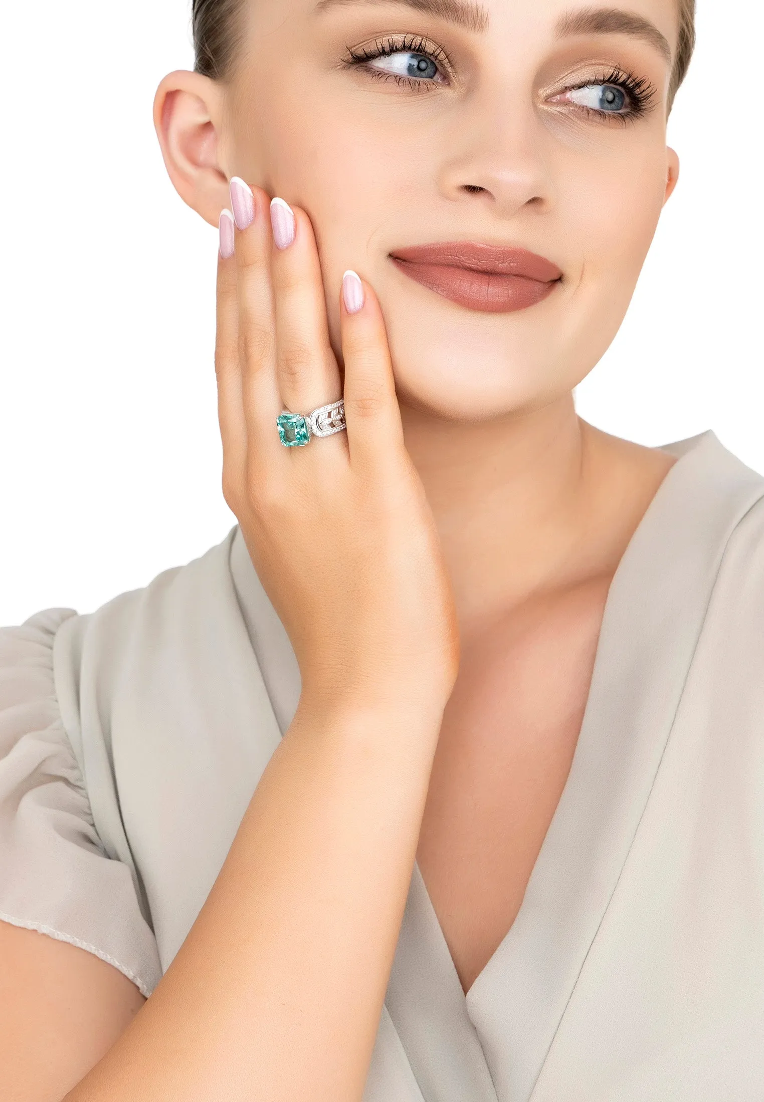 Rowena Cocktail Ring Aquamarine Silver