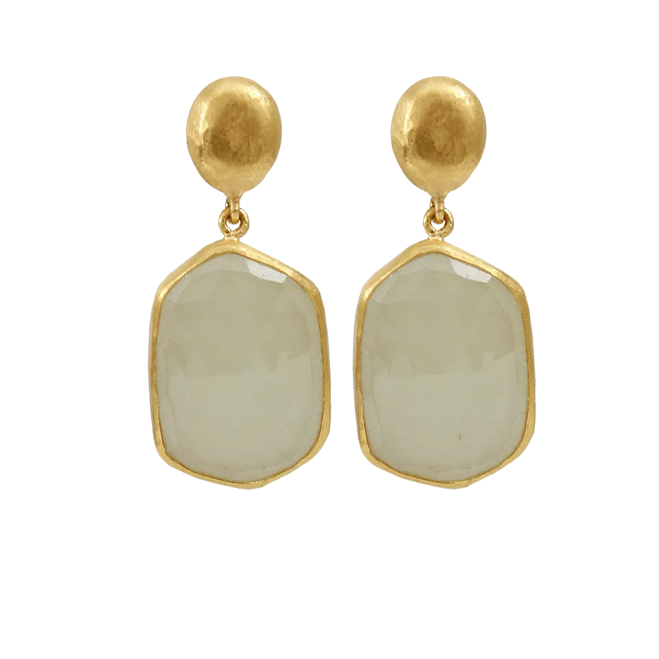 Roxanne Light Green Sapphire Slice Earrings
