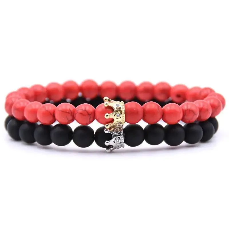 Royalty in Love Beaded Crown Bracelet Set