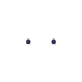 Sapphire, Diamond & Gold Stud Earrings