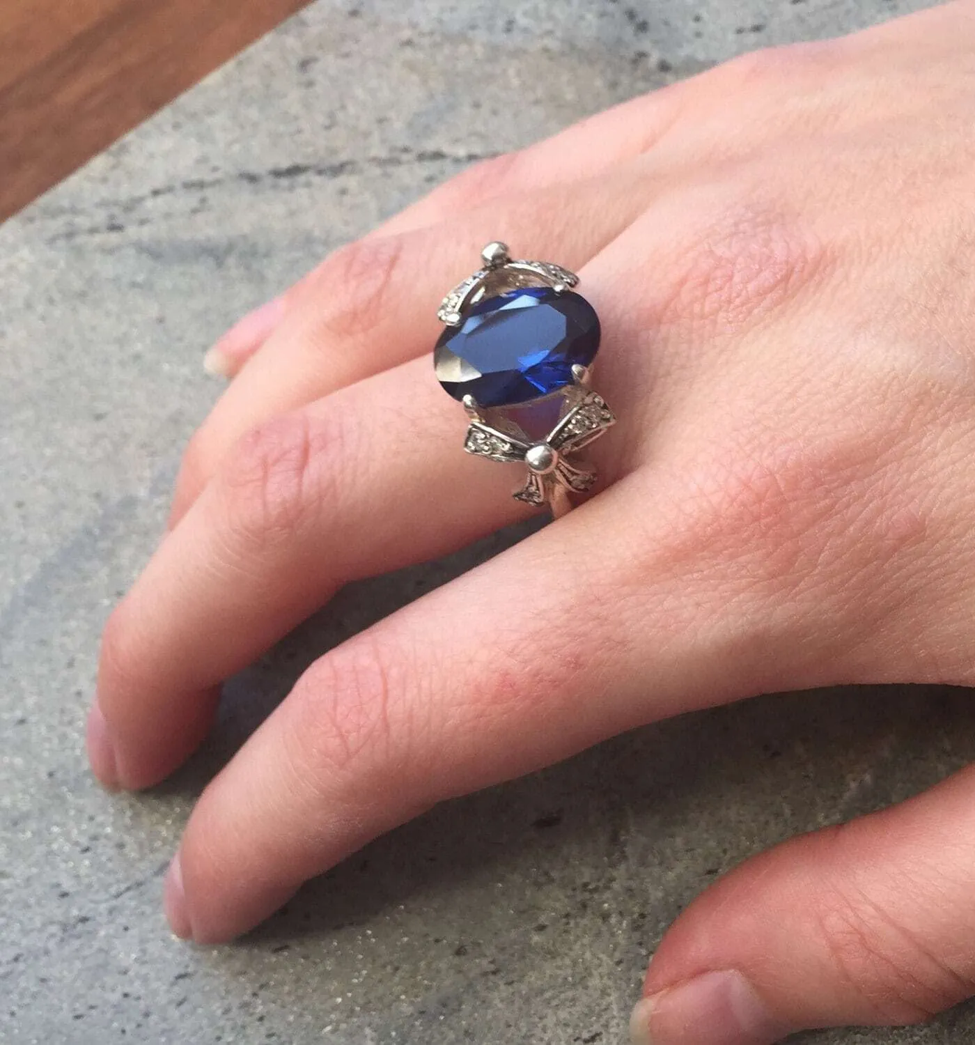 Sapphire Statement Ring - Blue Ribbon Ring - Vintage Sapphire Ring