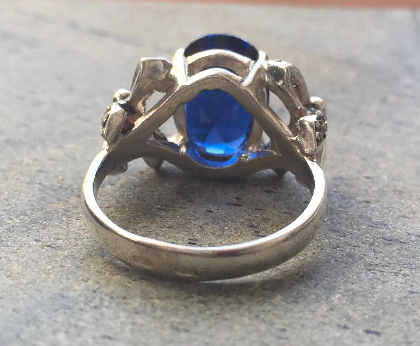 Sapphire Statement Ring - Blue Ribbon Ring - Vintage Sapphire Ring